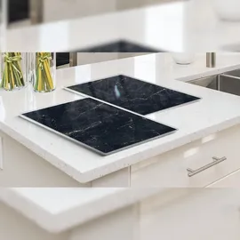 ALLboards Herdabdeckplatte Schneidebrett 2er Set 52x30 cm schwarz