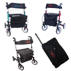 Set! Neu! Leichtgewicht, Aluminium, klappbarer Rollator mit bequemer Transporttasche! 1 St tuerkis