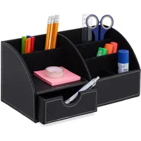 Relaxdays Schreibtisch Organizer, Büroorganizer mit 6 Fächern & Schublade,