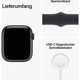 Apple Watch Series 8 GPS + Cellular 41 mm Aluminiumgehäuse mitternacht, Sportarmband mitternacht