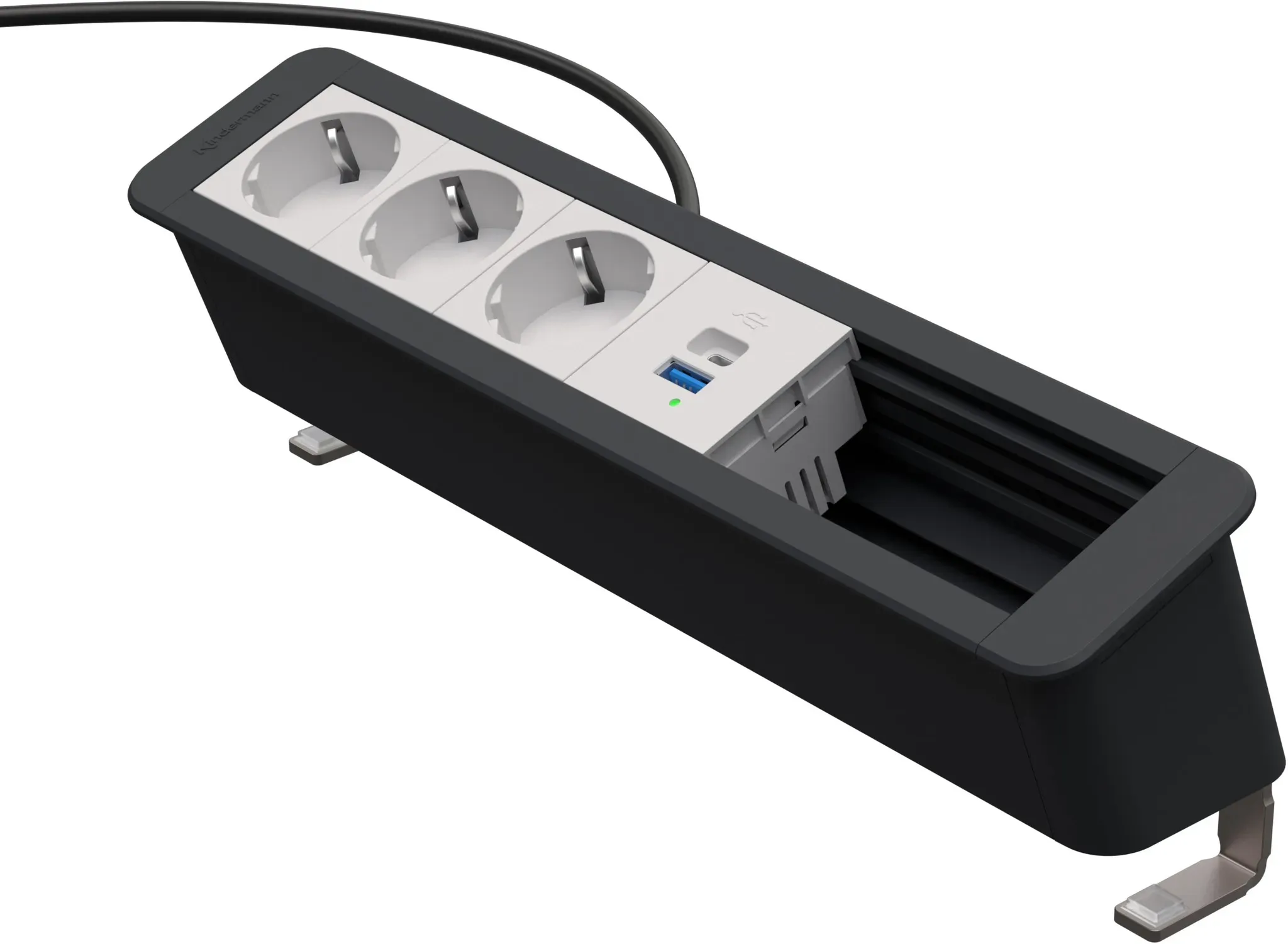 Kindermann CablePort Office desk 6-fach - 3x Strom + 1x USB-A/C + 2 freie Slots ...