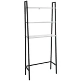 Mendler Standregal HWC-K82, Badregal Waschmaschinen-Regal Leiterregal, Industrial Metall Holz 155x64x25cm ~ Marmor-Optik weiß