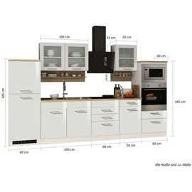 Held Küchenzeile Mailand V 330 cm hochglanz weiß/weiß