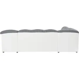 DOMO collection Wohnlandschaft Kunstleder U-Form 3-Sitzer Silber/Weiß