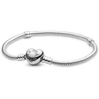 Pandora Moments Herz und Schlangen-Gliederarmband Silber 594594C00-18 Größe 18