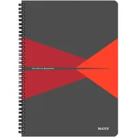 Leitz 44950025 Office Collegeblock A4 kariert, spiralgebunden mit PP Einband Rot