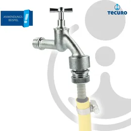 tecuro Auslaufventil 1/2 Zoll, Knebeloberteil, Rohrbelüfter Dvgw, Schlauchtülle - Ms mattverchromt