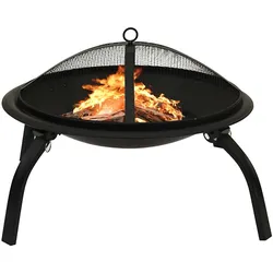 2-in-1 Feuerstelle und Grill mit Schürhaken 56x56x49 cm Stahl