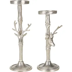 Kerzenständer Aluminium silber 2er Set TIKAL