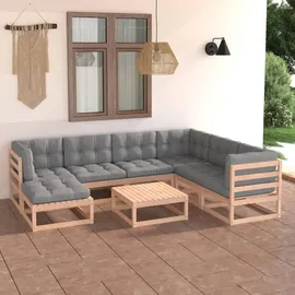 vidaXL Garten-Lounge-Set 8-tlg. grau
