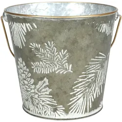 BURI Übertopf aus Metall Winterzeit rund Blumentopf Pflanztopf Garten Weihnachten