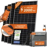 Solarway® All In One Balkonkraftwerk mit Speicher 2000W komplett Steckdose - 3,2 kWh Anker Solix 2 PRO Speicher - Solaranlage Komplettset - 500W Solarmodule & Anker Speicher & Zubehör