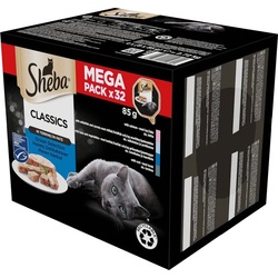 SHEBA Classics Pate Weißfisch, Kabeljau, Lachs und Thunfisch 32x85g