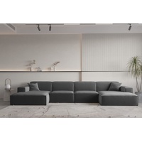 Wohnlandschaft U-Form CELES PREMIUM in Stoff Opera Velvet Dunkelgrau