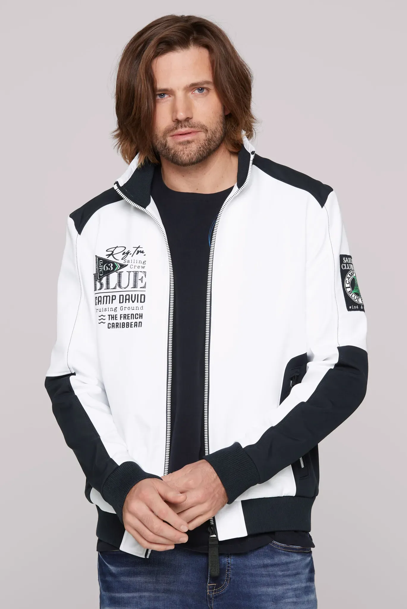 Softshelljacke CAMP DAVID, Herren, Gr. XXL, weiß, Softshell, Material: 100% Polyester, Futter: 100% Polyester, regular fit normal, eingesetzt Rippbündchen, Jacken Softshelljacke, mit Stehkragen