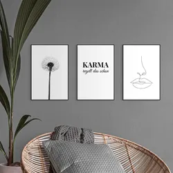 Reinders! Wandbild »Wandbilder Set Modern Art Pusteblume - Linienzeichnung - Stylisch«, Kunst, (3 St.) Reinders! Farbe Bild(er): schwarz/weiß