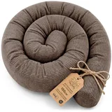 Totsy Baby Seitenschläferkissen Bettschlange Body Pillow 150 cm Cordstoff - Kopfkissen lang Bettrolle Schlafkissen Nackenrolle Zertifikat Oeko-Tex Braun B