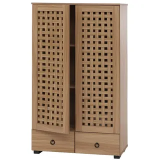 MCW Schrank MCW-N87, Wohnzimmerschrank, 3D-Flecht-Design 2 Türen 3 Staufächer 2 Schubladen Soft-Close, 138x80x36cm ~ braun
