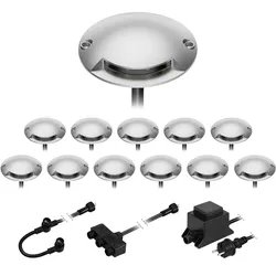 ledscom.de LED Boden-Aufbau-Leuchte Bunda, 1-flammig, für außen, befahrbar, kalt-weiß, 12er Set