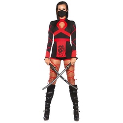 Leg Avenue Kostüm Drachen Ninja, Hautenges Kämpferinnen-Kostüm im Asia-Style schwarz S