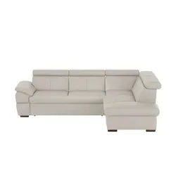 Primo Ecksofa aus Echtleder Town ¦ grau ¦ Maße (cm): B: 264 H: 76 T: 210.0