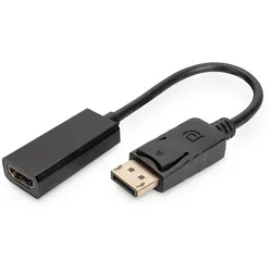 DIGITUS DisplayPort Adapter / Konverter - DP - HDMI Typ A St/Bu 0.15m,m/Verriegelung, DP 1.1a komp.