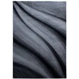 Carpetsale24 Kurzflor Teppich 160x230 cm, Modern Abstrakt Wellen Design in Schwarz Grau, ideal für Wohnzimmer, Esszimmer oder Schlafzimmer