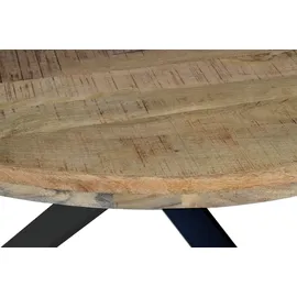 Sam Esszimmertisch rund 120 cm Mangoholz Natur Schwarz RUNIS - Hellbraun