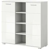 inn.furn Kommode weiß Hochglanz 110 cm mit 10 Fächern Grazie