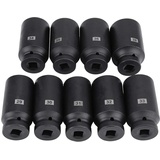 Schlagschrauber Nüsse 1/2 Zoll Set, 9-TLG Kraft-Steckschlüssel-Einsatz-Satz Impact Socket Set 12,5 mm (1/2") Kraftsteckschlüssel-Set 29-38 mm Schlagnuss-Satz, Sechskant-Steckdosenadapter