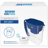 GOLDEN ICEPURE Wasserfilter Kanne 1x Water Filter, kompatibel mit Brita Wasserfilterkartuschen, Brita Maxtra, Brita Maxtra+, großes Fassungsvermögen 4,4 l, Kartusche – Filter reduziert Kalk und Chlor