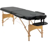 Homcom Massageliege, klappbar Tragbarer Massagetisch, mit Kopfstütze, höhenverstellbar, Kunstleder, Holz, Schwarz