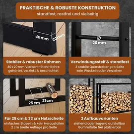 black-oak Kaminholzregal JACK Metall 150 x 100 x 25 cm Schwarz