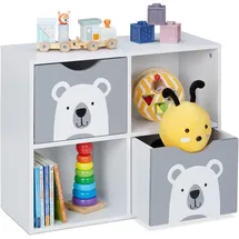 Relaxdays Kinderregal Bär 60 x 48 x 24,5 cm MDF weiß/grau