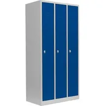 Lüllmann Spind Stahl 88,5 x 50,0 x 180,0 cm Lichtgrau/Enzianblau 3 Fächer abschließbar