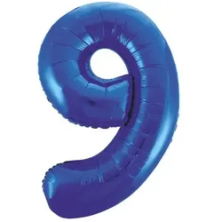 Folienballon Zahl 9 blau