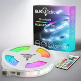 B.K.Licht LED Strip 10 m mit Musiksensor, Fernbedienung, RGB IC dynamischer Farbwechsel, LED Streifen, Leiste, Zimmer deko, Gaming Deko, Band, Lichtleiste, 100x1x0,3 cm, Weiß