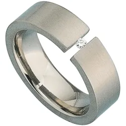Diamantring JOBO Gr. 56, grau (titanfarben), Fingerringe, Damen, 56, SI = kleine Einschlüsse, Diamanten Titan, Diamanten, Titan, Diamantring, Titan mit Diamant 0,03 ct.