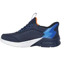 SKECHERS Microspec Max Brisk-Stripe Sneaker, Navy, 33 EU