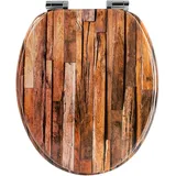 Sanfino WC Sitz Industrial Wood Toilettendeckel mit Absenkautomatik aus Holz