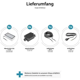 ledscom.de 5er-Set LED Pflasterstein CUS, warm-weiß, IP67, 230V, 20x10x4cm