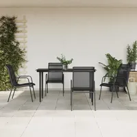 VidaXL 5-tlg. Garten-Essgruppe Schwarz Stahl und Textilene
