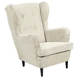Möbel Boss Ohrensessel Oskar Velourstoff 78 x 102 x 98 cm Creme