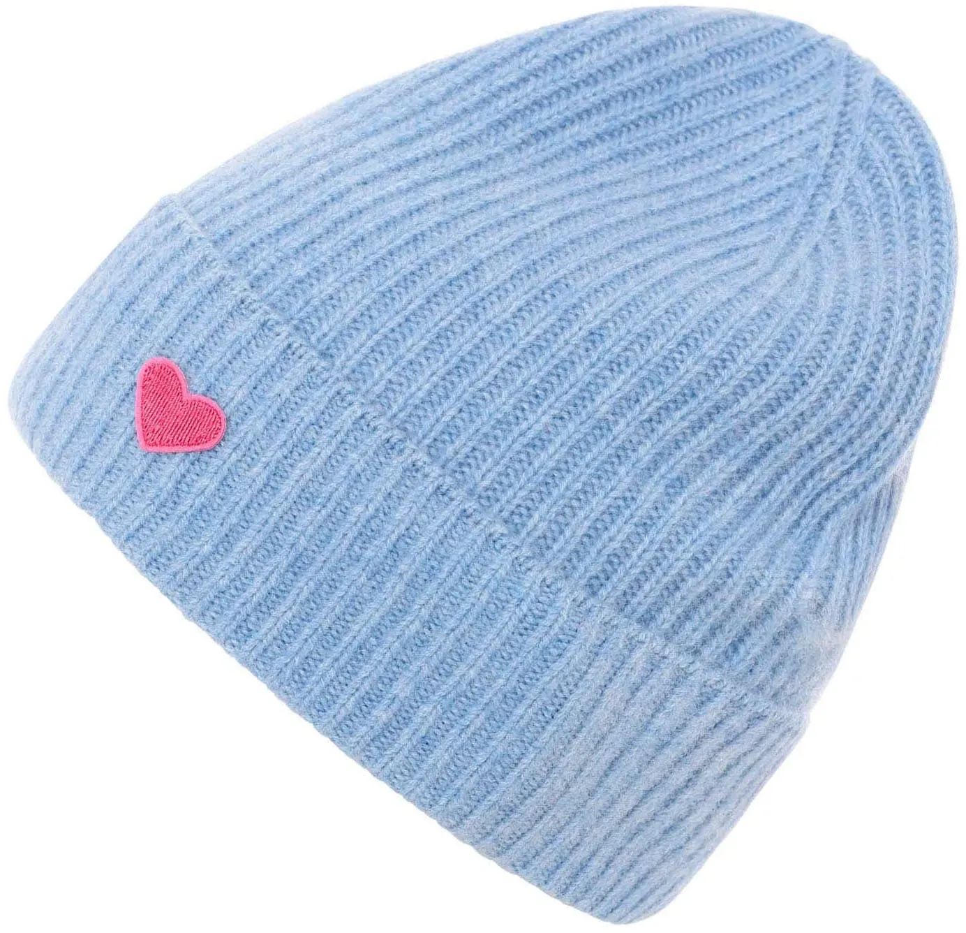 Beanie ZWILLINGSHERZ "Beanie mit Herz Aufnäher" blau (hellblau) Damen Mützen mit herzförmigem Detail