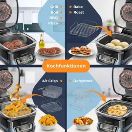Kesser KESSER® Multikocher Küchengerät mit 16 Programme - Grillen, Backen, Dampfgaren Vorheiz- & Warmhaltefunktion, Schnellkochkopf, Heißluftfritteuse, Reiskocher, Slow Cooker, Joghurtbereiter