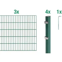 GAH Alberts Alberts Doppelstabmattenzaun als 8 tlg. Zaun-Komplettset grün Höhe 140 cm Länge 6 m