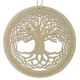 Saraswati Mobile Ornament Baum des Lebens 10 cm Holz