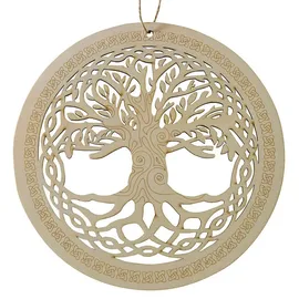 Saraswati Mobile Ornament Baum des Lebens 10 cm Holz