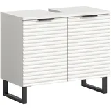 xonox.home Waschbeckenunterschrank Riff Weiß Nachbildung 59 cm x 70 cm x 34 cm