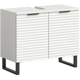 xonox.home Waschbeckenunterschrank Riff Weiß Nachbildung 59 cm x 70 cm x 34 cm